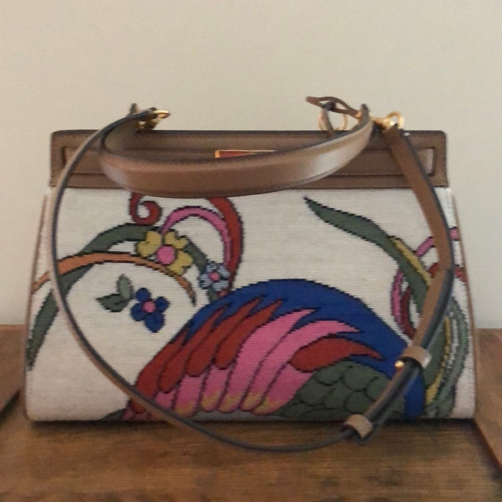 Tory Burch Lee Radizwill Needlepoint Bag. Promised Land style. New Ivory color.